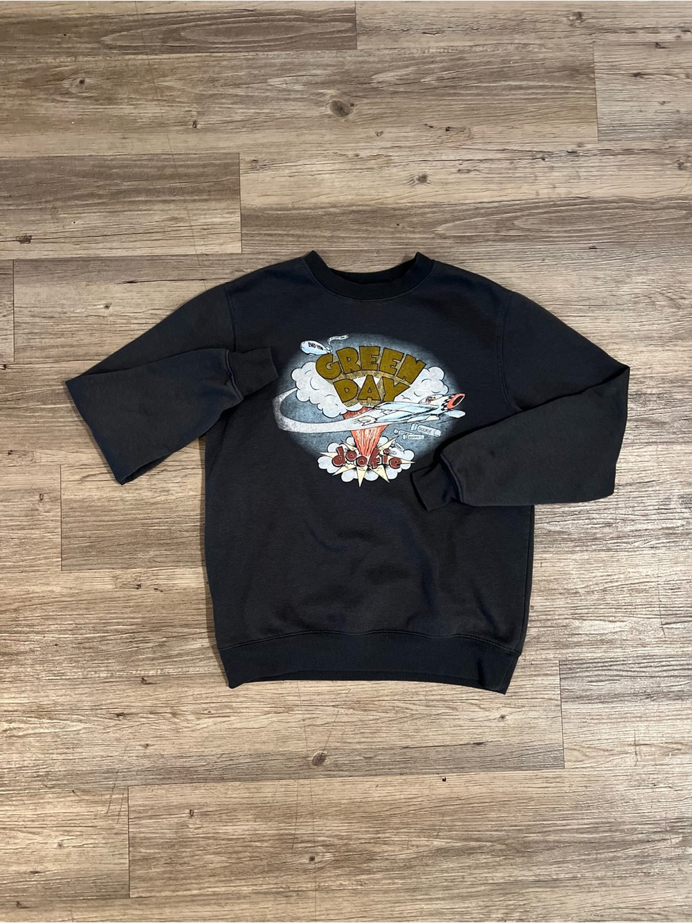 Green Day Dookie Album Logo Official Long Sleeve Crewneck Sweatshirt Black Small